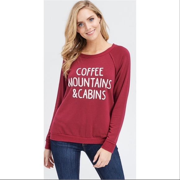 cozy coffee burgundy pullover - Picture 2 of 3